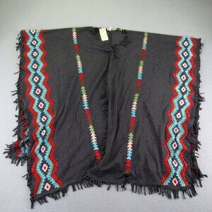 NWT Scully Poncho Sweater Large Black Turquoise Aztec Western Limited Edition